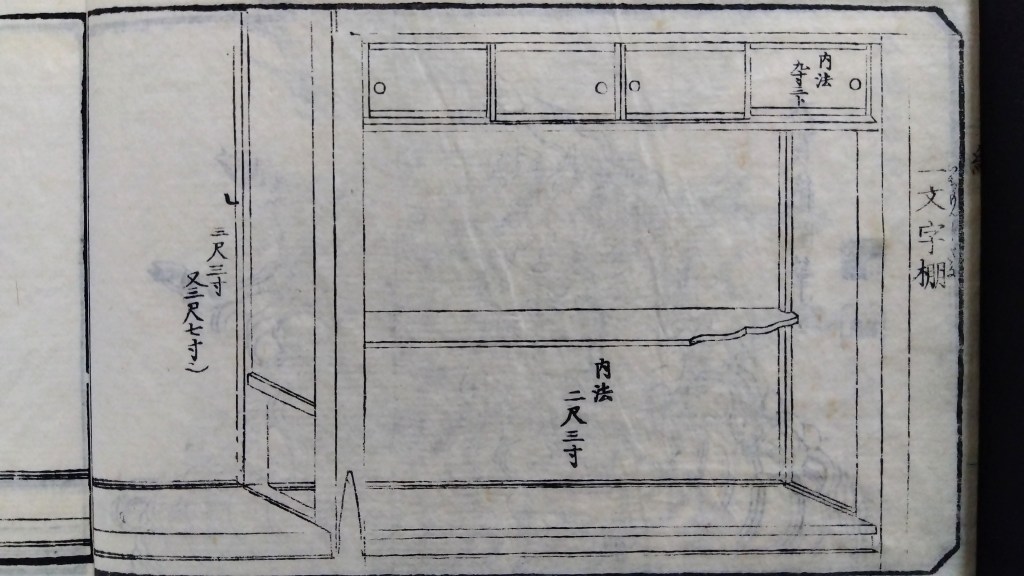 　和室違い棚　一文字棚　種類と寸法のひな型　traditional japanese architecture elements