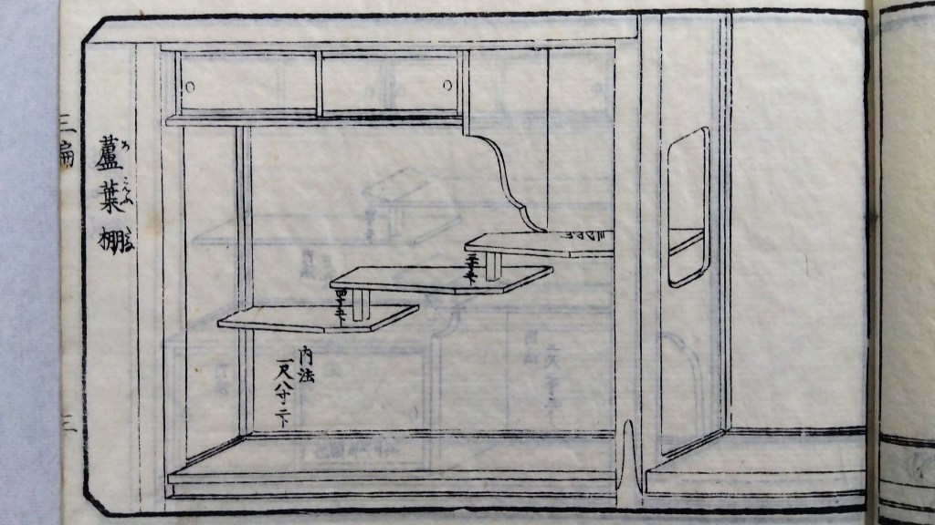 　和室違い棚　種類と寸法のひな型　traditional japanese architecture elements