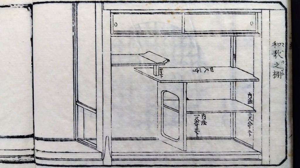 和歌之棚　和室違い棚　種類と寸法のひな型　traditional japanese architecture elements