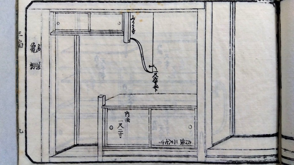 亀棚　和室違い棚　種類と寸法のひな型　traditional japanese architecture elements