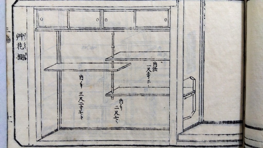 艸花棚　和室違い棚　種類と寸法のひな型　traditional japanese architecture elements