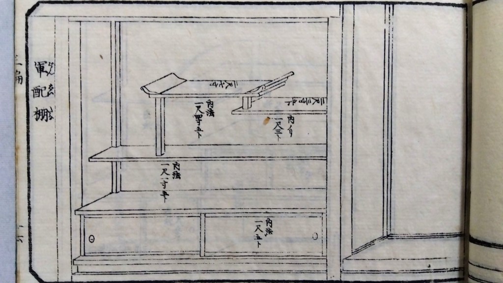 軍配棚　和室違い棚　種類と寸法のひな型　traditional japanese architecture elements