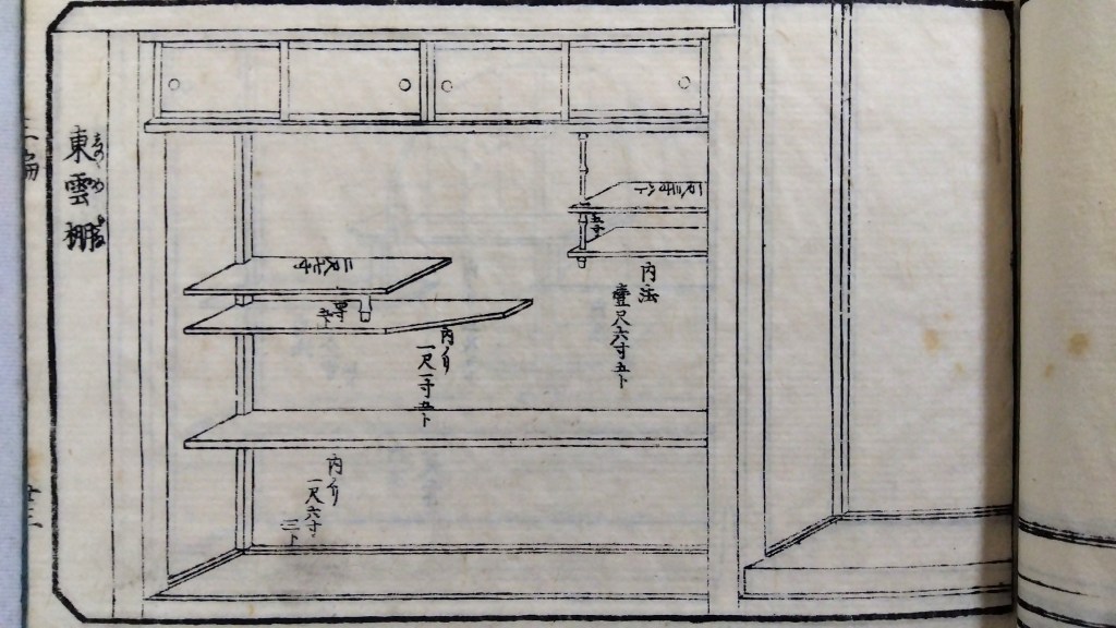 東雲棚　和室違い棚　種類と寸法のひな型　traditional japanese architecture elements