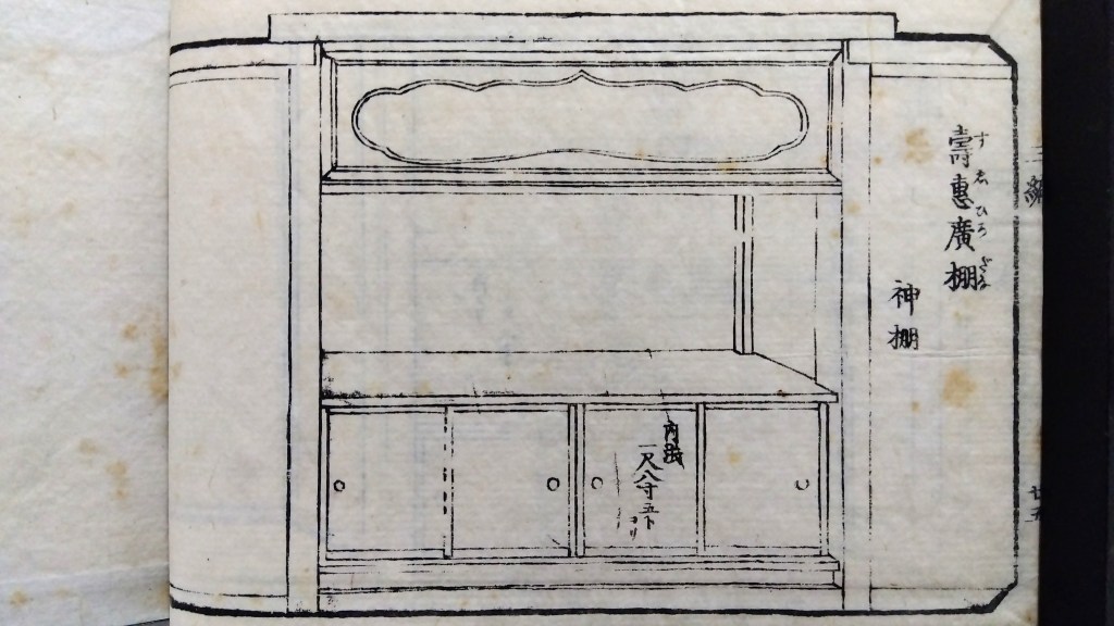 壽恵廣棚　神棚　和室違い棚　種類と寸法のひな型　traditional japanese architecture elements